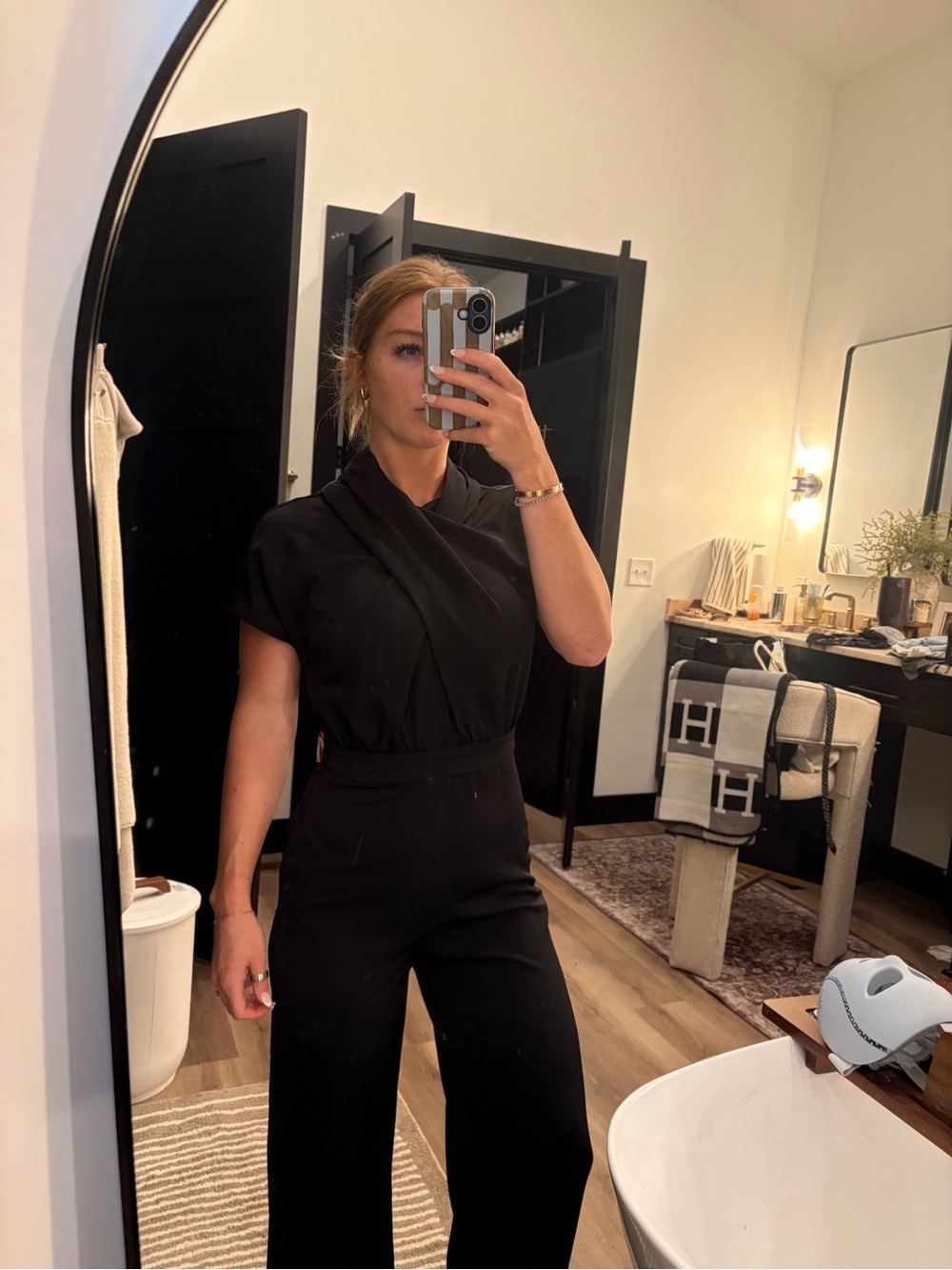 entro Black Draped Neck Jumpsuit